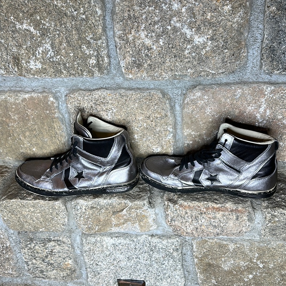 John Varvatos X Converse silver high top sneakers